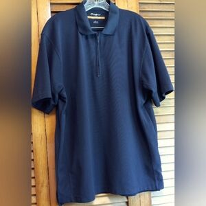 Eddie Bauer Navy Blue Quarter Zip Men's Short Sleeve Polo Shirt Size L